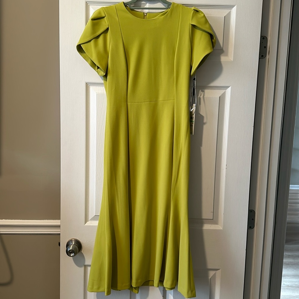 Calvin Klein fit and flare dress with cap sleeve. New with rags. Side 8.